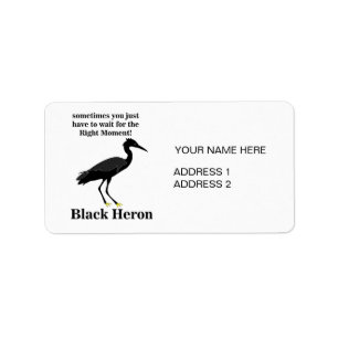 Personalisierte Black Heron Egret Bird-Adresse Adressaufkleber