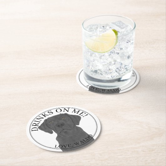 Personalisierte Black Labrador-Hochzeit Runder Pappuntersetzer (Vor Ort)