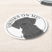 Personalisierte Black Labrador-Hochzeit Runder Pappuntersetzer (Angewinkelt)