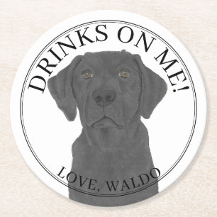 Personalisierte Black Labrador-Hochzeit Runder Pappuntersetzer
