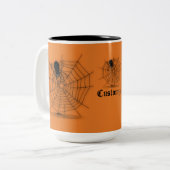 Personalisierte Black & Orange Spider Web-Tasse Zweifarbige Tasse (Vorderseite Links)