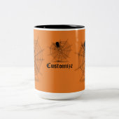 Personalisierte Black & Orange Spider Web-Tasse Zweifarbige Tasse (Mittel)