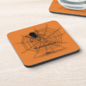 Personalisierte Black & Orange Spider Web Unterset Getränkeuntersetzer (Linke Seite)