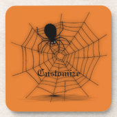 Personalisierte Black & Orange Spider Web Unterset Getränkeuntersetzer (Vorderseite)