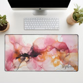 Personalisierte Black Pink Gold Liquid Waves Schreibtischunterlage