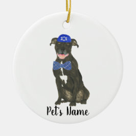 Personalisierte Black Pitbull Staffy Yarmulke Kraw Keramik Ornament