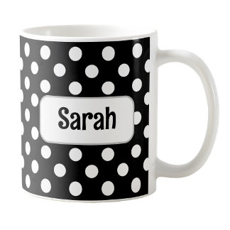 Personalisierte Black Polka Dot Tasse