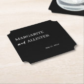 Personalisierte Black Square Wedding Untersetzer (angewinkelt)