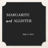 Personalisierte Black Square Wedding Untersetzer (Vorderseite)