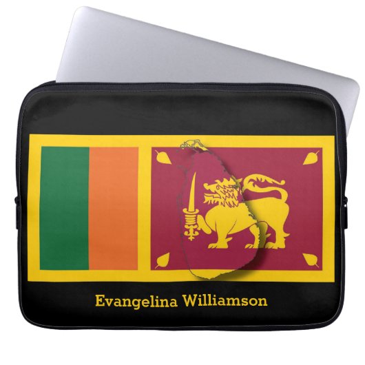 Personalisierte BLACk-Sri Lanka-Flagge Laptopschutzhülle (Vorderseite)
