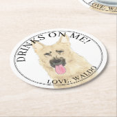 Personalisierte Black & Tan German Shepherd Weddin Runder Pappuntersetzer (Angewinkelt)