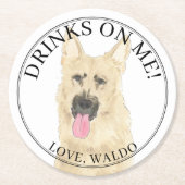 Personalisierte Black & Tan German Shepherd Weddin Runder Pappuntersetzer (Vorderseite)