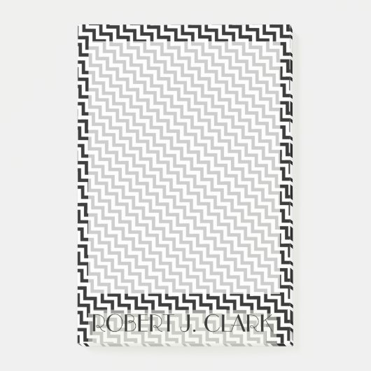 Personalisierte BLACK- UND WEISSZAG-Grenze Post-it Klebezettel (Vorderseite)