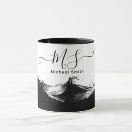 Personalisierte Black Wave-Tasse - Künstlerische E Tasse