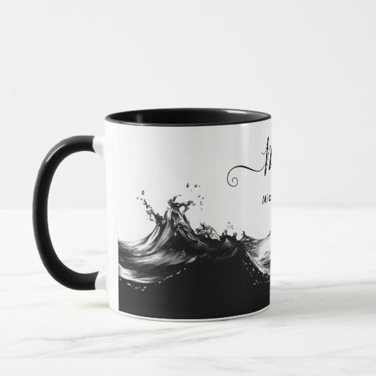Personalisierte Black Wave-Tasse - Künstlerische E Tasse (Links)