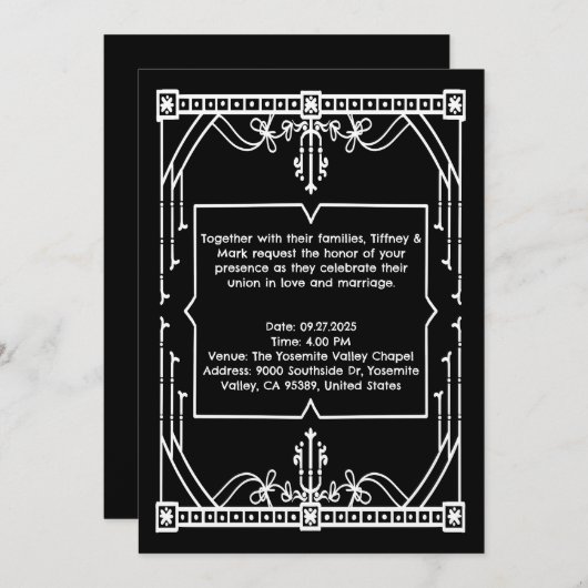 Personalisierte Black Wedding Einladungskarte Einladung (Vorne/Hinten)