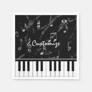 Personalisierte Black & White Piano Musik Napkins Serviette