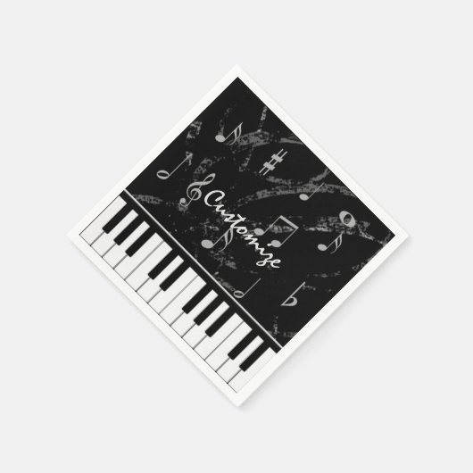 Personalisierte Black & White Piano Musik Napkins Serviette (Ecke)