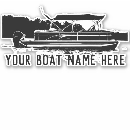 Personalisierte Black & White Pontoon Boat Decal Aufkleber (Vorderseite)