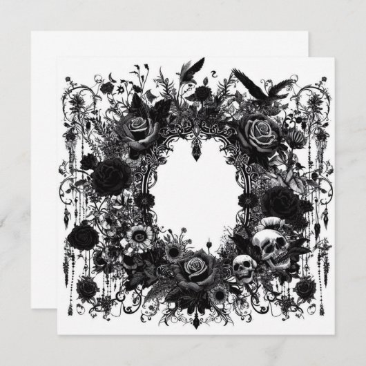 Personalisierte Blankenkarte - Schwarzweißvorlage Einladung (Vorne/Hinten)