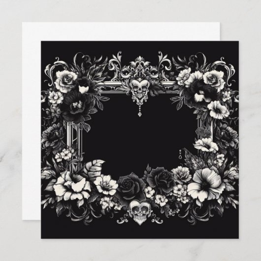 Personalisierte Blankenkarte - Schwarzweißvorlage Einladung (Vorne/Hinten)