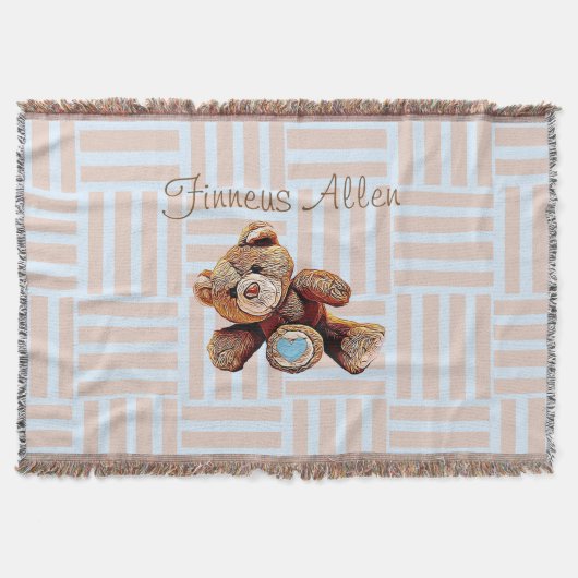 Personalisierte Blanket, Teddy Bear Blue und Brown Decke (Vorderseite)