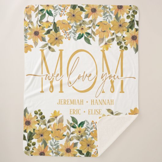Personalisierte Blankette für Mama-Sonnenblumen Sherpadecke (Vorderseite)