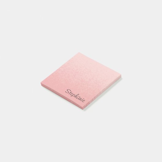 Personalisierte blassrosa Schrift Post-it Haftnoti Klebezettel (angewinkelt)