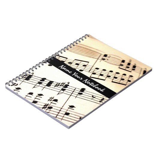 Personalisierte Blatt-Musiknoten-Notebook Notizblock (Linke Seite)