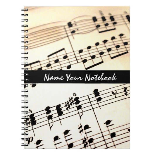 Personalisierte Blatt-Musiknoten-Notebook Notizblock (Vorderseite)