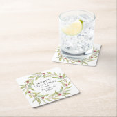 Personalisierte Blätter Berries Weihnachten Rechteckiger Pappuntersetzer (Vor Ort)