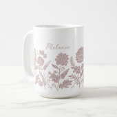 Personalisierte Blätter Herbst Blume rosa Kaffeetasse (Vorderseite Links)