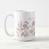Personalisierte Blätter Herbst Blume rosa Kaffeetasse (Links)