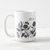 Personalisierte Blätter Herbst Blume Schwarz Kaffeetasse (Links)