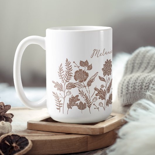 Personalisierte Blätter Herbst Blume Taupe Kaffeetasse