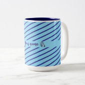 Personalisierte blau gestreifte Tasse mit elegante (VorderseiteRechts)