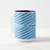 Personalisierte blau gestreifte Tasse mit elegante (Vorderseite Links)