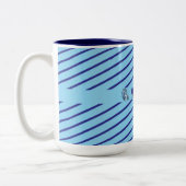 Personalisierte blau gestreifte Tasse mit elegante (Links)