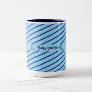 Personalisierte blau gestreifte Tasse mit elegante