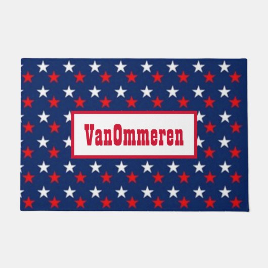 Personalisierte BLAU, Hintergrund, rote und weiße  Fußmatte (Vorderseite)