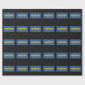 Personalisierte Blau-und Goldlizenz-Platte Geschenkpapier (Flach)