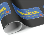 Personalisierte Blau-und Goldlizenz-Platte Geschenkpapier (Rolleneckpunkt)