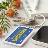 Personalisierte Blau-und Goldlizenz-Platte Schlüsselanhänger (Vorderseite rechts)