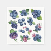 Personalisierte Blaubeer-Blumen-Papier-Servietten Serviette (Vorderseite)