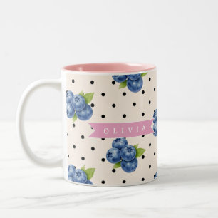 Personalisierte Blaubeer-Polka-Dot Süße Vintage Zweifarbige Tasse