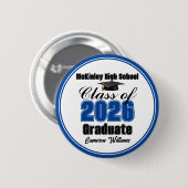 Personalisierte blaue Abschlussfeier der Klasse 20 Button (Vorne & Hinten)