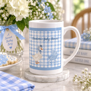 Personalisierte Blaue Aquarell-Gans-Baby-Party Porzellantasse