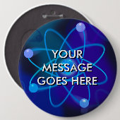 Personalisierte blaue Atomstruktur Button (Vorne & Hinten)