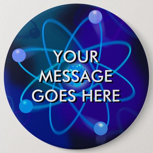 Personalisierte blaue Atomstruktur Button (Vorderseite)
