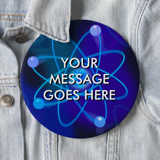 Personalisierte blaue Atomstruktur Button (Beispiel)